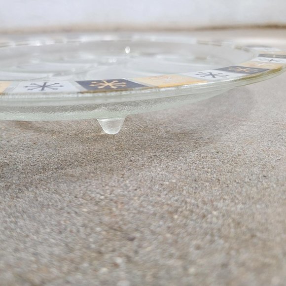 1960s Atomic Starburst Snowflake Inland Glass Footed Serving Platter - Picture 4 of 7